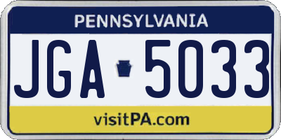 PA license plate JGA5033
