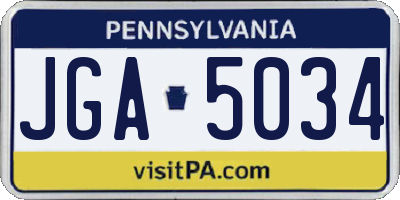 PA license plate JGA5034