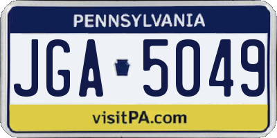 PA license plate JGA5049