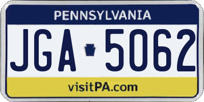 PA license plate JGA5062
