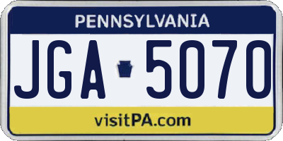 PA license plate JGA5070