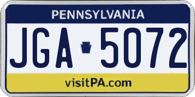 PA license plate JGA5072
