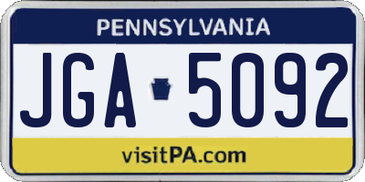 PA license plate JGA5092