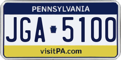PA license plate JGA5100