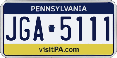 PA license plate JGA5111