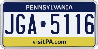 PA license plate JGA5116