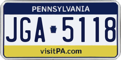 PA license plate JGA5118