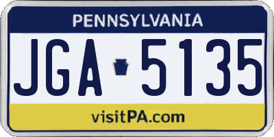 PA license plate JGA5135