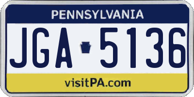 PA license plate JGA5136