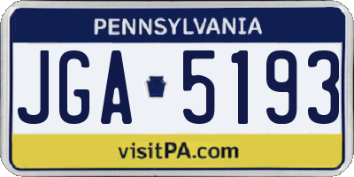 PA license plate JGA5193