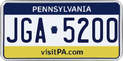 PA license plate JGA5200