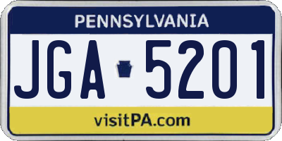 PA license plate JGA5201