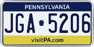 PA license plate JGA5206
