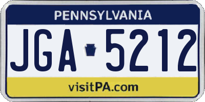 PA license plate JGA5212