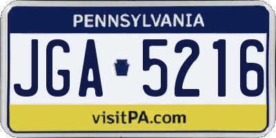 PA license plate JGA5216