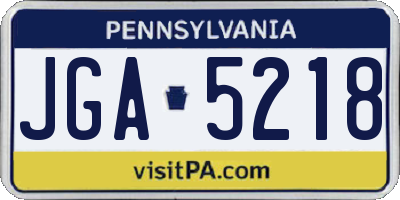 PA license plate JGA5218