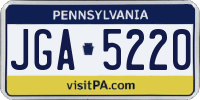 PA license plate JGA5220