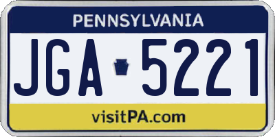 PA license plate JGA5221