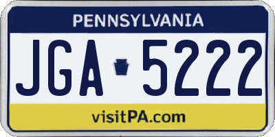 PA license plate JGA5222