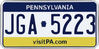 PA license plate JGA5223