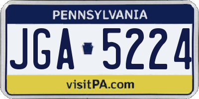 PA license plate JGA5224