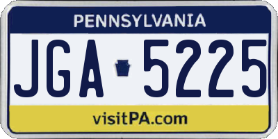 PA license plate JGA5225
