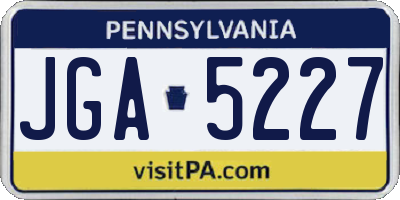 PA license plate JGA5227