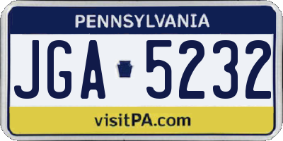 PA license plate JGA5232