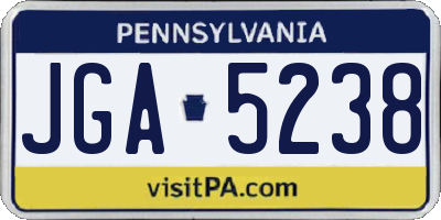 PA license plate JGA5238