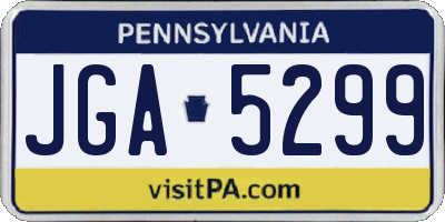 PA license plate JGA5299