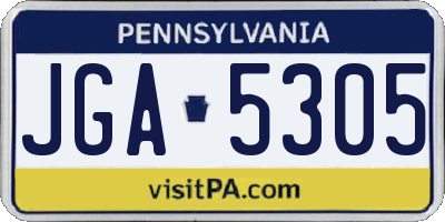 PA license plate JGA5305
