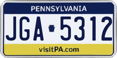 PA license plate JGA5312