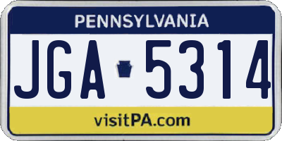 PA license plate JGA5314