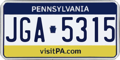 PA license plate JGA5315