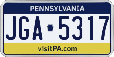 PA license plate JGA5317