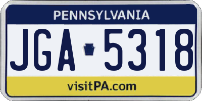 PA license plate JGA5318