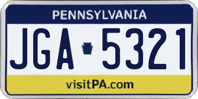 PA license plate JGA5321