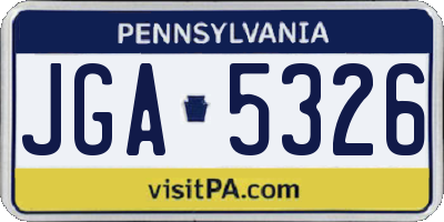 PA license plate JGA5326
