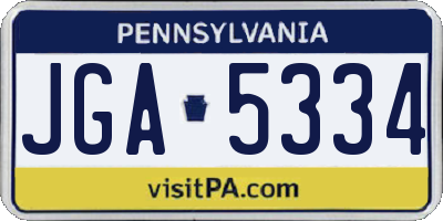 PA license plate JGA5334