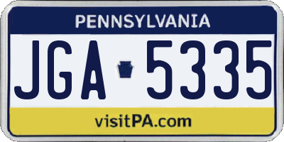 PA license plate JGA5335