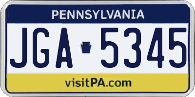 PA license plate JGA5345