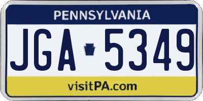 PA license plate JGA5349