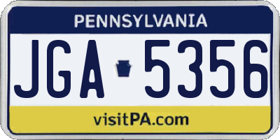 PA license plate JGA5356