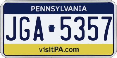 PA license plate JGA5357