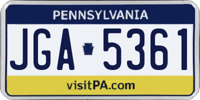 PA license plate JGA5361
