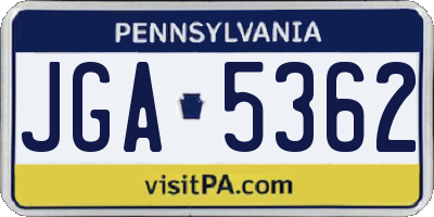 PA license plate JGA5362