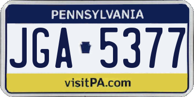 PA license plate JGA5377