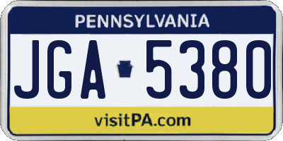 PA license plate JGA5380