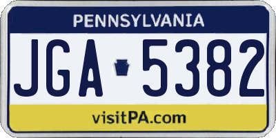 PA license plate JGA5382