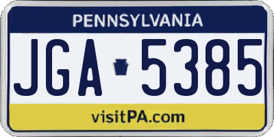 PA license plate JGA5385